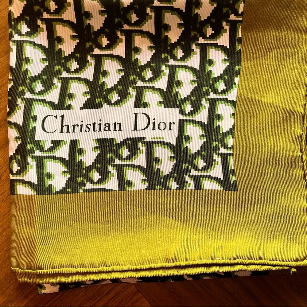 Silk Christian Dior Vintage Green Scarf